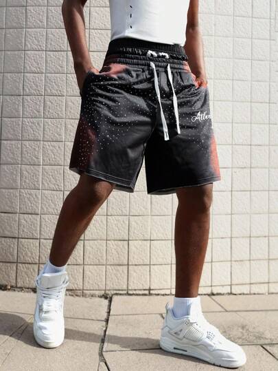 Street Life Men's Rhinestone Embellished Double Waistband Shorts