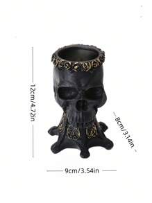 ROMWE Goth 1pc Bone Skeleton Decor Statue - Resin Flower Vase For Plants Pen Holder Gothic Desktop Decor Unique Craft Gift For Men/Women Succulent Planter, Floral Arrangement, Shelf Display, Dark Academia, Aesthetic Room Decor(Black &White), Halloween