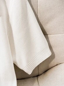 Franclia 新款夏季休闲宽松简约百搭通勤针织开衫，时尚设计 - 白色 - 查看 5