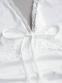 Sweetra 女士 Y2K 性感撞色蕾丝露背吊带背心 - 白色 - 查看 4