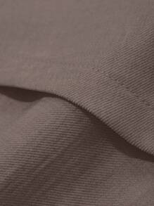 DAZY 2件套女士纯色衬衫和阔腿裤套装 - 棕色 - 查看 6