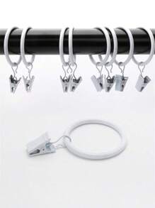 40 件黑色窗帘环带夹子、窗帘挂钩和环，用于悬挂窗帘、蝴蝶结，窗帘环内径约 1.3 英寸，适合直径达 1 英寸的窗帘杆，生日毕业礼物 - 白色 - 查看 6