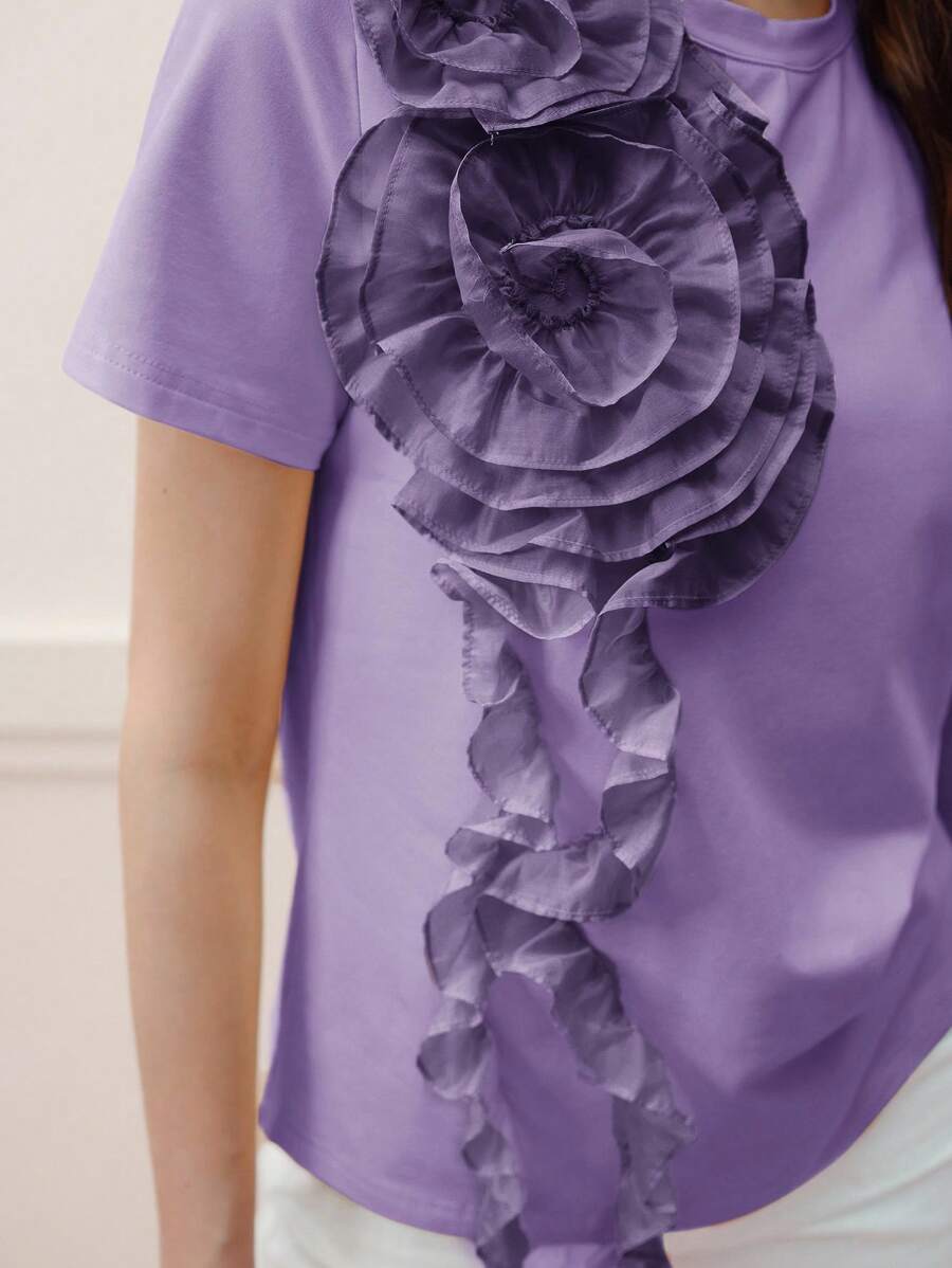 MOTF PREMIUM APPLIQUES SHORT SLEEVE T-SHIRT - Purple - View 2