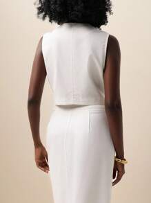 Zolique New Women's Fashion Top With Exquisite Metal Buttons – Highlighting Feminine Charm - White - View 2