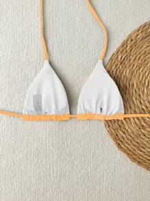 Swim Vcay Springbreak Sexy Vacation Floral Print Women Summer Bikini Top - Orange - View 2