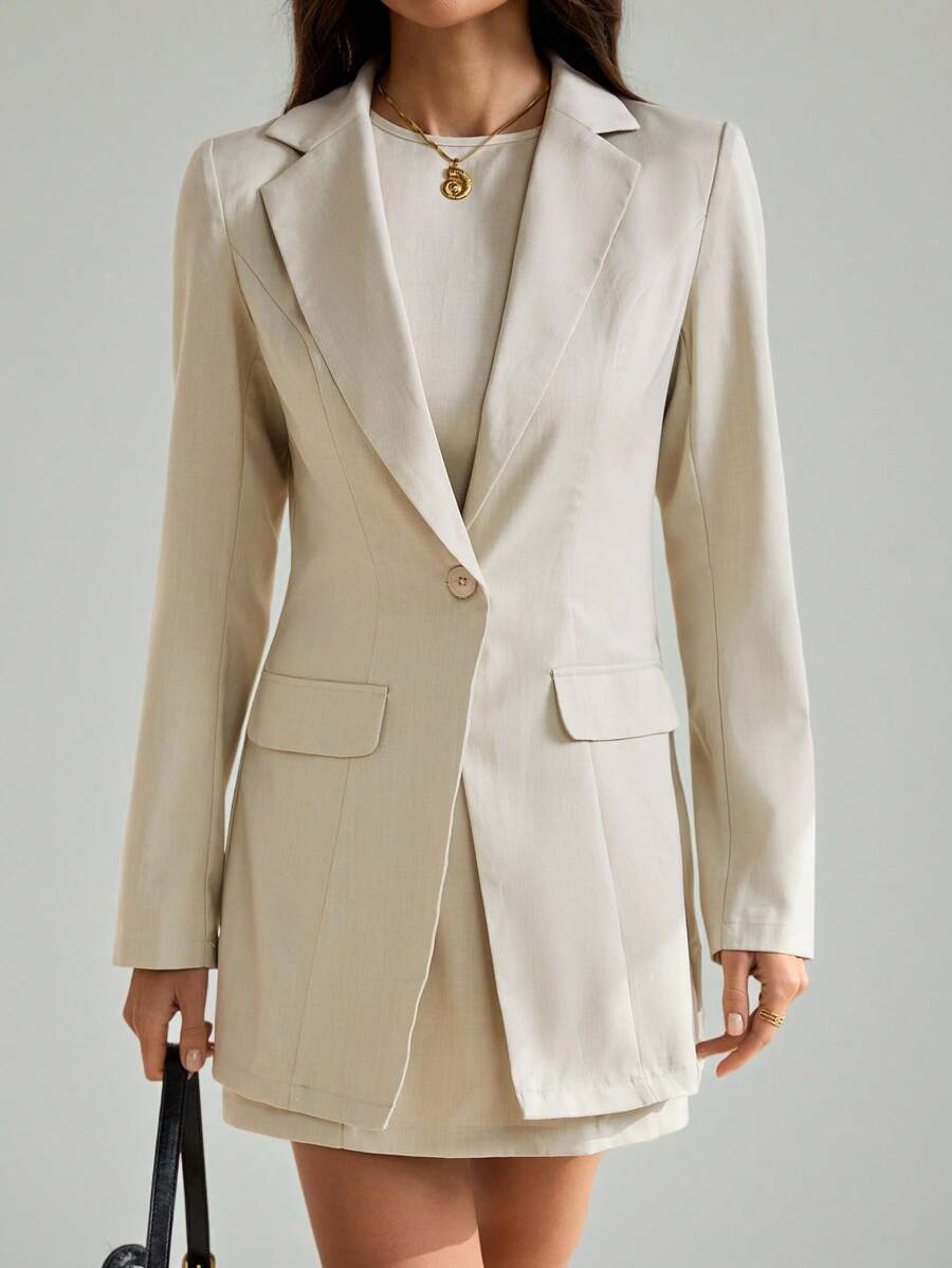 SHEIN Tall 女式两件套复古优雅连衣裙西装外套套装休闲装女式夏季服装两件套女式度假服装白色连衣裙女式白色连衣裙两件套女士白色上衣商务休闲女式婚礼宾客礼服女式复活节夏装女式春季服装女式套装女式两件套复活节连衣裙女式生日服装女式春假服装女式优雅连衣裙女式办公室服装 - 杏色 - 查看 1