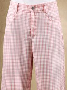 SUMWON Vintage Style Checkered Jorts Knee Length Wide Leg Retro Pattern Summer Festival Streetwear Skater Bottoms - Pink - View 6