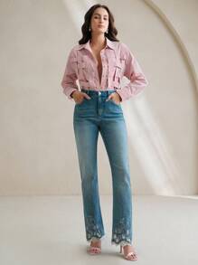 Anewsta Camicetta elegante e casual da donna con maniche lunghe, a righe blu e quadri, stile primavera/estate