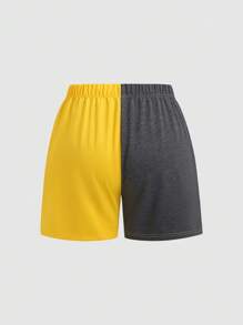 SHEIN Unity 女式彩色块字母印花松紧腰休闲短裤 - 彩色 - 查看 2