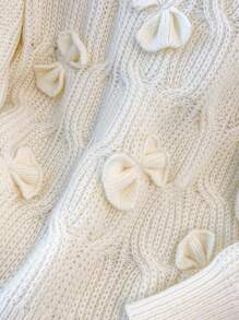 Regalyn Plus Size Women V-Neck Bow Decor Elegant Casual Sweater Top Knit Pullover Fall Winter Autumn