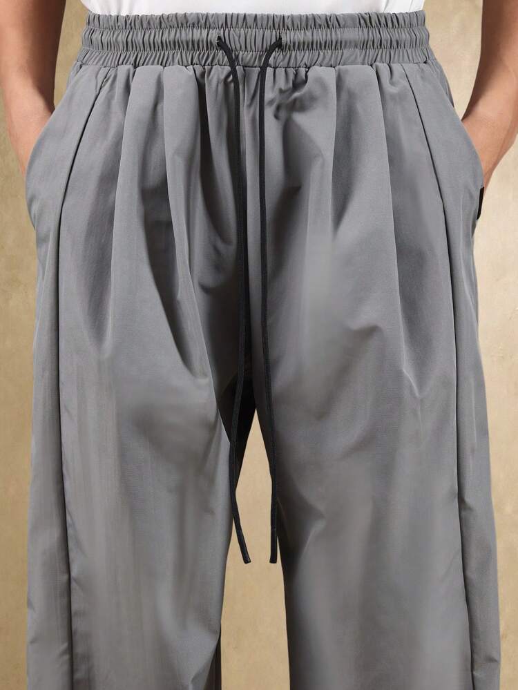 SUMWON Wide Leg Pleated Pull On Palazzo Pants Baggy Loose Fit Drawstring Waist Casual Lounge Office Fall Spring Trousers
