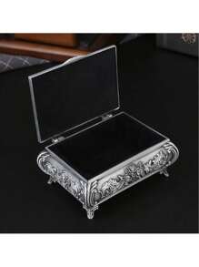 1 قطعة صندوق مجوهرات، مربع، قلب، سداسي، حاوية لتخزين الخواتم والأقراط والاكسسوارات، قطعة ديكورية بطراز قصري أوروبي رجعي