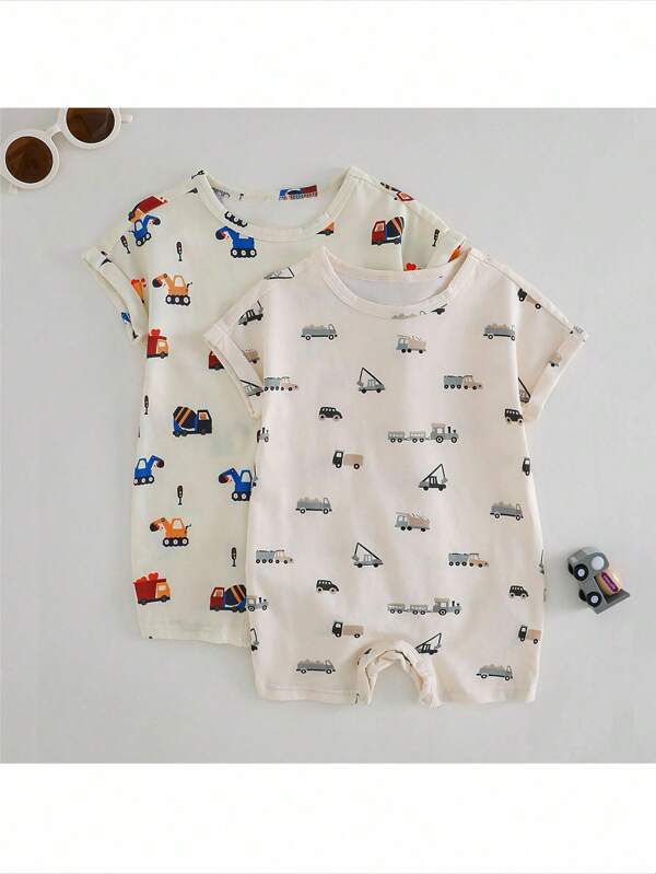 Loomiva Set de 2 piezas de pelele de manga corta de punto suave con diseño de letras para bebé niño