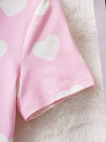 GARFIELD | SHEIN 少女可爱心形卡通图案粉色甜美童趣阻燃夏季短袖睡衣裙 - 彩色 - 查看 7