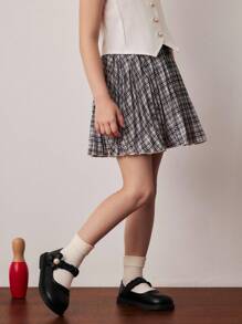 PrepCrw Jupe plissée à carreaux/tartan mini pour jeune fille, jupe plissée taille haute, jupe plissée à carreaux, jupe de uniforme scolaire pour la rentrée scolaire, premier jour d'école - Multicolore - View 4