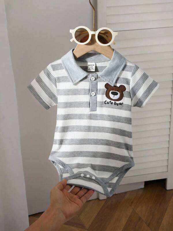Baby zomerromper, schattig peuterpoloshirt, casual veelzijdige babykleding