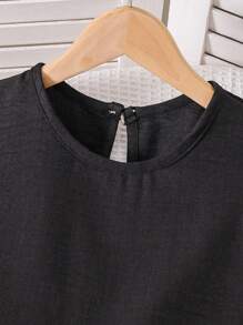 Girls Vacation Casual Ruffle Crop Top + Wide Leg Pants 2 Pieces Set - Black - View 5