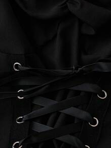 Flirla Plus Size Halloween Lace Up Front Rave Dresses - Black - View 6