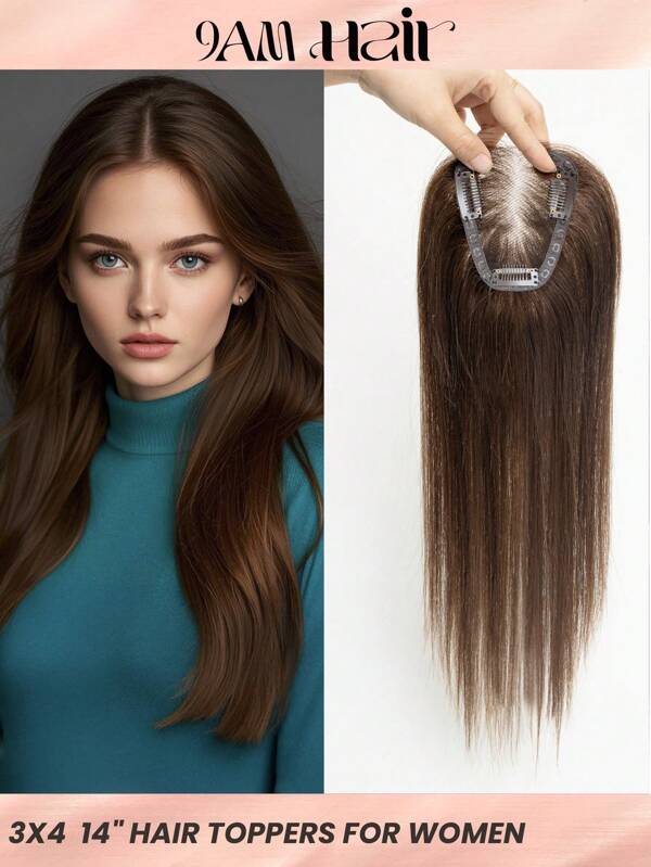 Hair Topper Human Hair Transparent Lace Base 3*4inch Women Toupee Invisible Free Part Hair Toppers Hair Extension