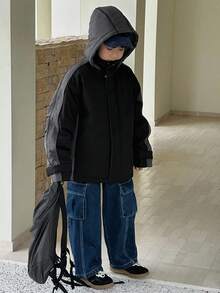 Dazy Kids Tween Boys Padded Coat, Fall Collection - Black - View 3