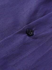 Calvornis Men's Solid Color Front Button Up Casual Long Sleeve Shirt - Purple - View 4