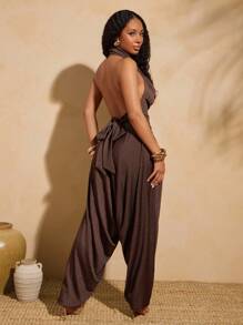 Vixey 休闲纯色纹理针织口袋哈伦裤