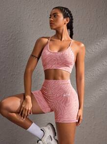 Powerista Women's Minimalist Fashion Sports Bra And Shorts Set, Casual Everyday Wear Workout Women Sets