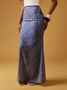 MISSGUIDED Khăn Bandana In Hình Bãi Biển Váy Maxi Buộc Bên Hông Đồ Mặc Nghỉ Mát Quấn Dài Sarong Đồ Mặc Đi Biển Kỳ Nghỉ Đồ Mặc Đi Biển Hồ Bơi - Màu xanh lam - Xem 3