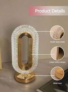 1 Lâmpada de Mesa de Cristal Retrô LED, Controle de Toque, Dimmer de Brilho Gradual em 3 Cores, Carregamento USB, Presente para o Dia dos Namorados, Dia de Ação de Graças/Lâmpada Decorativa de Halloween Natal, Lâmpada Decorativa Interna, Lâmpada Noturna, Adequada Para Escrivaninhas, Mesas de Jantar, Lâmpadas Decorativas de Quartos, Criados-Mudos, Salas de Estar e Presentes - Transparente - Visão 11