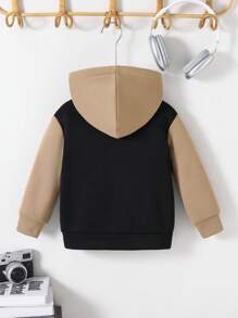 SHEIN معطف كاجوال متعدد الاستخدامات للأولاد مع كتل لونية وقبعة، مناسب للمدرسة والحديقة والشاطئ وحفلات عيد الميلاد في فصول الربيع والصيف والخريف والشتاء - متعدد الألوان - مشاهدة 5