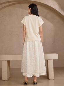 DAZY 2pcs Women's Elegant T-Shirt And Skirt Set, Summer - Pink - View 2