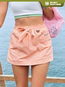 SHEIN In My Nature Damen Lässig Shorts mit Tunnelzug Taille für den Outdoor Bereich, Sommer