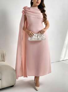 Firerie 花卉荷叶边喇叭袖修身长裙，优雅浪漫专属 A 字裙，适合婚礼季节，莲花粉色/情人节/音乐会/表演服装/约会/高级宴会/舞蹈/婚礼季节/性感/优雅/通勤/返校季节/度假/海滩/优雅浪漫/办公室女巫/海妖风格/生日派对服装 女士长裙 女士优雅连衣裙 女士正式派对礼服 女士正式礼服 女士优雅连衣裙 优雅女士正式 - 粉色 - 查看 7