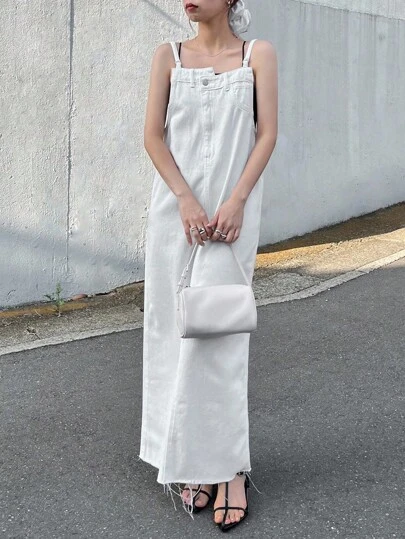 FRIFUL 女士直筒牛仔背带裙 夏季女装