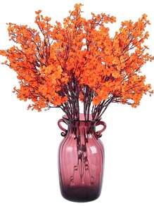 1支/3支/6支仿真满天星花束，婚礼装饰，仿真植物，房间装饰，秋季装饰，仿真花，花园秋季装饰，餐桌摆件，家居花瓶装饰，餐厅，卧室，浴室装饰，情人节，新年装饰，户外花园插花，拍摄道具，窗台插花，情人节礼物，生日毕业礼物 - 亮橙色 - 查看 5