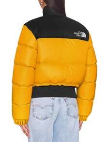 Nuptse 雙面短版絎縫羽絨外套 - 女款黑色羽絨時尚超輕量冬季外套 NF0A5GGEZU31 - 高峰會金/TNF 黑 - 查看 2