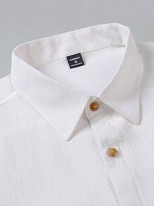 Manfinity RSRT 男士简约休闲假日短袖衬衫套装 - 白色 - 查看 4