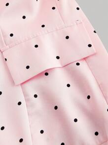 SHEIN MOD 粉色波尔卡圆点翻领优雅女士西装外套秋冬装 - 粉色 - 查看 3