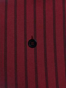 Selianne 浪漫优雅毕业演唱会装商务休闲老钱风Anouk Yve Aura静谧风通勤蓝条纹衬衫裙短袖口袋蝴蝶结开衩2025春夏度假休闲居家新款长裙 - 酒紅色 - 查看 8