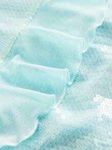 SHEIN MOD 女士时尚亮片性感修身迷你吊带裙 - 藍色 - 查看 3