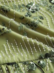 Zolique 蓝色亮片装饰浪漫吊带背心，适合夏季海滩度假，绿色亮片上衣，露背上衣，女士夏季上衣，绿色露背上衣，亮片露背上衣，女士露背上衣 - 綠色 - 查看 6