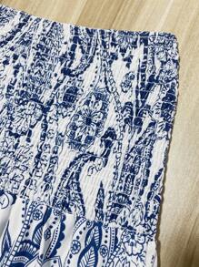 SHEIN VCAY Plus Size Floral Print A-Line Skirt