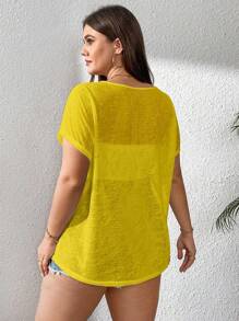 SHEIN Essnce 大码女式上衣、外出上衣、沙滩装、透视罩衫、夏季女装、夏季女士沙滩装、外出上衣、女士音乐会、女士狂欢节