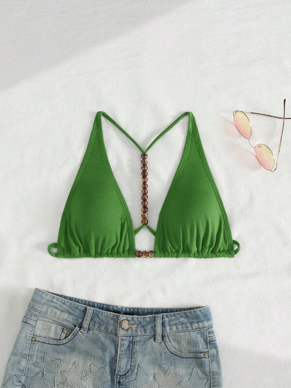 Swim Chiccia Women Vacation Beach Beaded Swimsuit Top For Summer