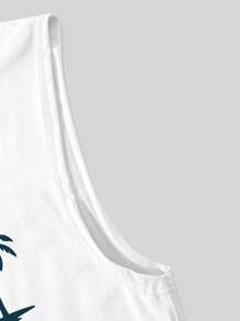 Manfinity RSRT 大码男士休闲宽肩背心。简约设计。正面棕榈树图案，背面“永远追逐日落”标语，传递自由与冒险精神。适合夏日海滩或休闲聚会，易于搭配，彰显个人魅力。也是送给男朋友或老公的绝佳礼物。男士沙滩T恤、邮轮衬衫、男士背心、度假装