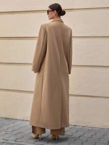 CLARA VERO Áo khoác len cổ ve dài tay cổ điển dài thêm túi màu trơn cho nữ, Áo khoác, Áo khoác, Quần áo mùa đông, Áo khoác - Lạc đà - Xem 2
