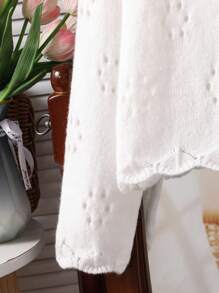 Áo len cardigan cổ bẻ cho bé gái, áo sơ mi dài tay khoét lỗ đan cho mùa thu - trắng - Xem 5
