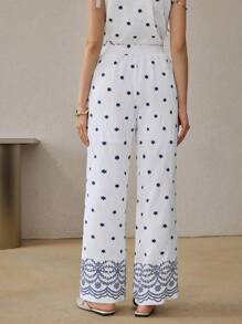 Seusyu Summer Elegant All-Over Print Elastic Waist Casual Pants Fall Cloth For Women - Multicolor - View 6
