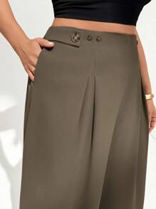Auralis Plus Size Women's Spring And Summer Fashion Elegant Loose And Comfortable Daily Khaki Wide-Leg Pants Culottes,Work Pants,Office Outfits For Women,Women Bottom,Old Money Style,Teacher Outfits For Women,Baggy Pants,Office Wear Women,Business Casual Women,Fall Pants