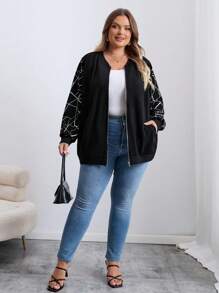 SHEIN CURVE+ 大尺碼秋季衣物 秋冬衣物 冬季衣物 冬季大尺碼飛行夾克 2026 22W - 彩色 - 查看 7